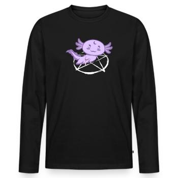 Axolotl Goth Pentagram Axolotl Goth Cadeau - T-shirt manches longues Premium bio Homme - noir - Devant - Nico (187cm)