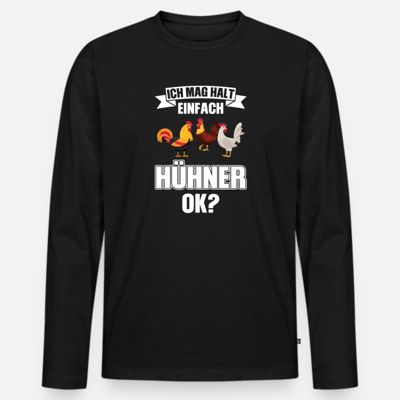 Hühner Huhn Hühnerzüchter Geschenk - Männer Premium Bio Langarmshirt - Schwarz