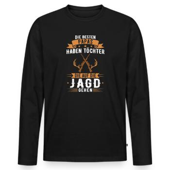 Chasse Père Fille Chasse Cadeau de chasse - T-shirt manches longues Premium bio Homme - noir - Devant - Nico (187cm)