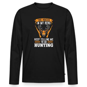 Chasseur de chasse Cadeau de chasse - T-shirt manches longues Premium bio Homme - noir - Devant - Nico (187cm)