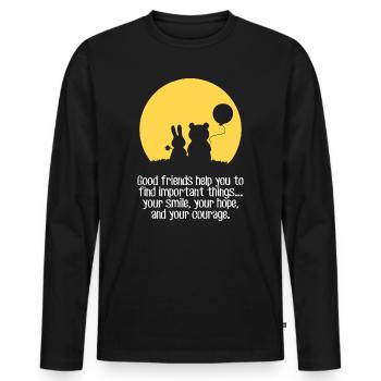 Lächeln, Hoffnung, Mut - Männer Premium Bio Langarmshirt - Schwarz - Vorne - Nico (187cm)