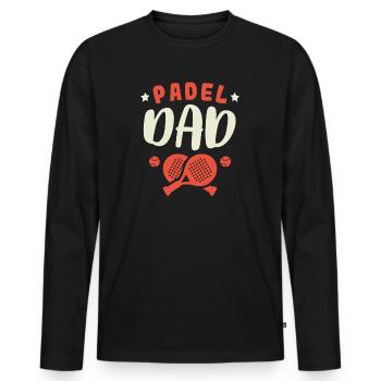 Padel Papa Joueur de Padel Padel Tennis Papa Père - T-shirt manches longues Premium bio Homme - noir - Devant - Nico (187cm)