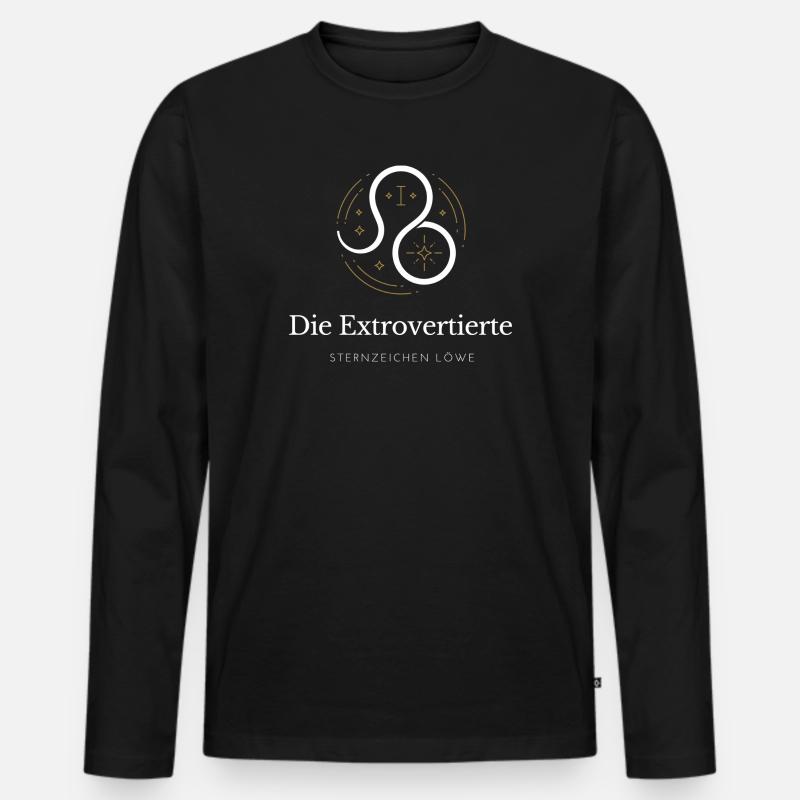 Leo Extrovert Logo Sternzeichen - Männer Premium Bio Langarmshirt - Schwarz