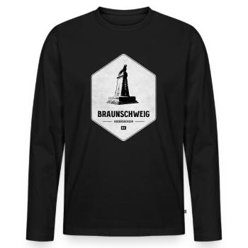 Emblème du monument de Brunswick - T-shirt manches longues Premium bio Homme - noir - Devant - Nico (187cm)
