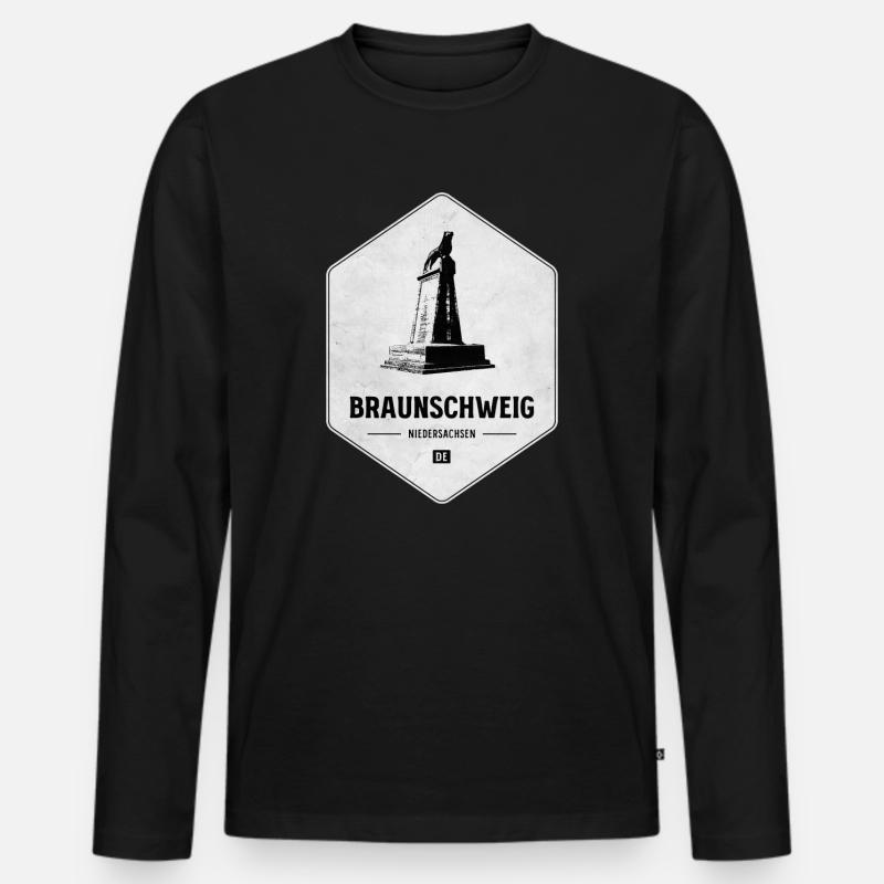 Braunschweig Denkmal Emblem - Männer Premium Bio Langarmshirt - Schwarz