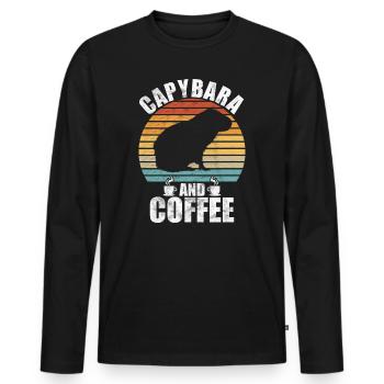 Capybara Zootier Design - Männer Premium Bio Langarmshirt - Schwarz - Vorne - Nico (187cm)