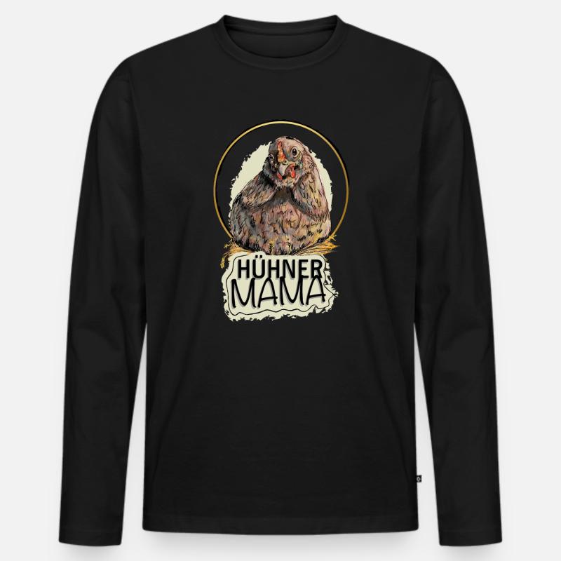 Die Hühner Mama - Männer Premium Bio Langarmshirt - Schwarz