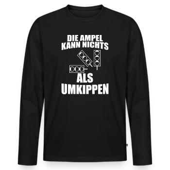 Ampel Regierung Scholz Baerbock Habeck Grüne SPD - Männer Premium Bio Langarmshirt - Schwarz - Vorne - Nico (187cm)