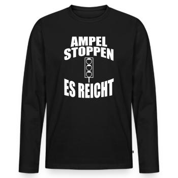 Ampel Regierung Scholz Baerbock Habeck Grüne SPD - Männer Premium Bio Langarmshirt - Schwarz - Vorne - Nico (187cm)