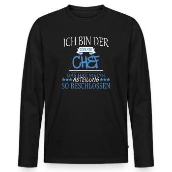 Chef Sprüche Vorgesetzter Büro Teamleiter Firma - Männer Premium Bio Langarmshirt - Schwarz - Vorne - Nico (187cm)