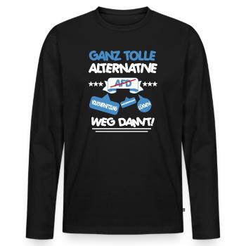 AfD stoppen gegen rechts Demokratie verteidigen - Männer Premium Bio Langarmshirt - Schwarz - Vorne - Nico (187cm)
