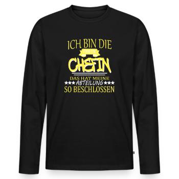 Chefin Sprüche Vorgesetzte Büro Teamleiterin Firma - Männer Premium Bio Langarmshirt - Schwarz - Vorne - Nico (187cm)