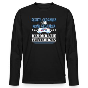 AfD stoppen gegen rechts Demokratie verteidigen - Männer Premium Bio Langarmshirt - Schwarz - Vorne - Nico (187cm)