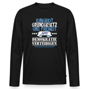 AfD stoppen gegen rechts Demokratie verteidigen - Männer Premium Bio Langarmshirt - Schwarz - Vorne - Nico (187cm)
