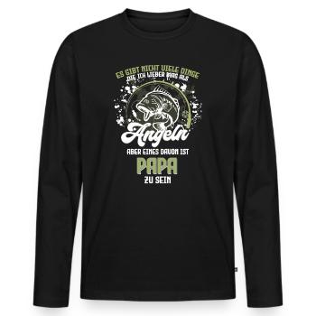 Angler Papa ist das Beste - Männer Premium Bio Langarmshirt - Schwarz - Vorne - Nico (187cm)