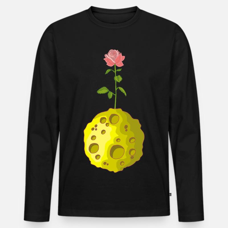 Blumiger Planet - Männer Premium Bio Langarmshirt - Schwarz