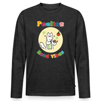 Cat Peeling Orange - Men's Premium Organic Long Sleeve Shirt - heather anthracite - Front - Nico (187cm)