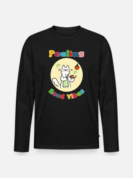 Chat Peeling Orange - T-shirt manches longues Premium bio Homme - noir