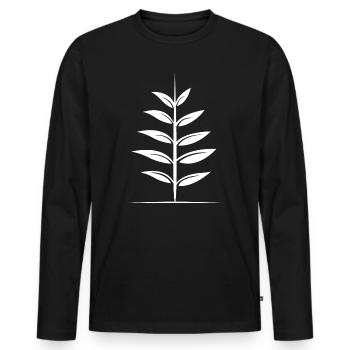 Natur Blatt einfach Outdoor simpel Baum Linien - Männer Premium Bio Langarmshirt - Schwarz - Vorne - Nico (187cm)