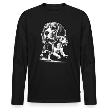Beagle in Photorealistic Drawing Style - Men's Premium Organic Long Sleeve Shirt - black - Front - Nico (187cm)