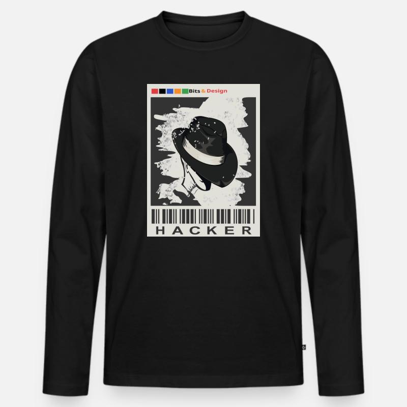 Hacker gesucht - Männer Premium Bio Langarmshirt - Schwarz