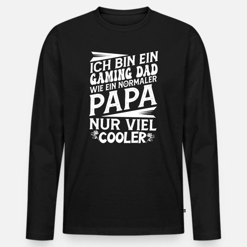 Gaming Dad Spruch  - Männer Premium Bio Langarmshirt - Schwarz