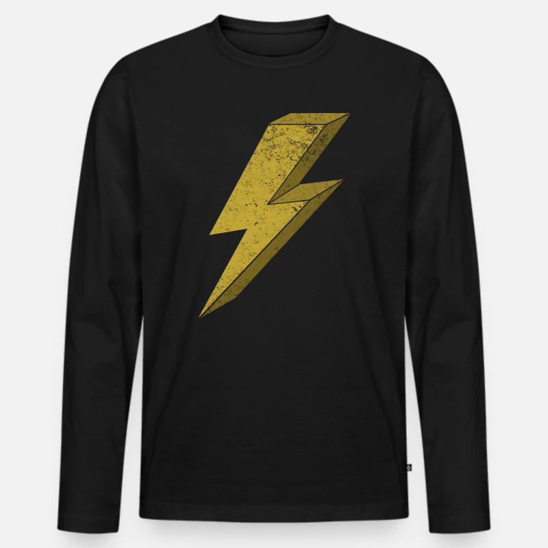 Dynamischer Blitz in Gold 3D - Männer Premium Bio Langarmshirt - Schwarz