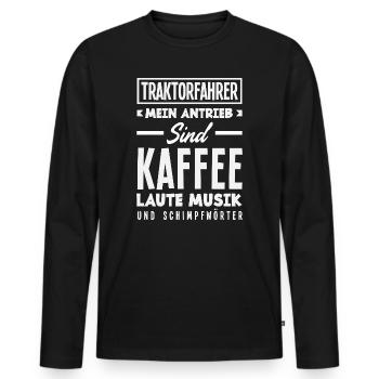 Funny Tractor Driver Gift - Men's Premium Organic Long Sleeve Shirt - black - Front - Nico (187cm)