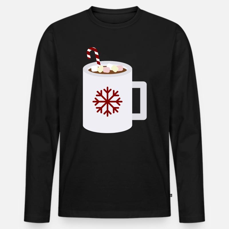 Snowflake Cocoa Mug Kunst - Männer Premium Bio Langarmshirt - Schwarz