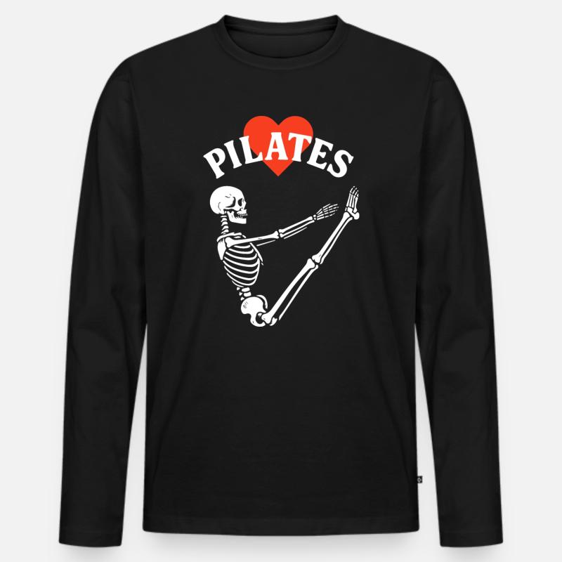 Pilates-Skelettherz - Männer Premium Bio Langarmshirt - Schwarz