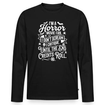 Horror fan: Critical until the credits - Men's Premium Organic Long Sleeve Shirt - black - Front - Nico (187cm)