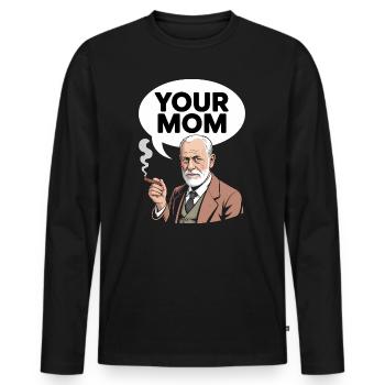 Ta mère - T-shirt drôle de Sigmund Freud - T-shirt manches longues Premium bio Homme - noir - Devant - Nico (187cm)
