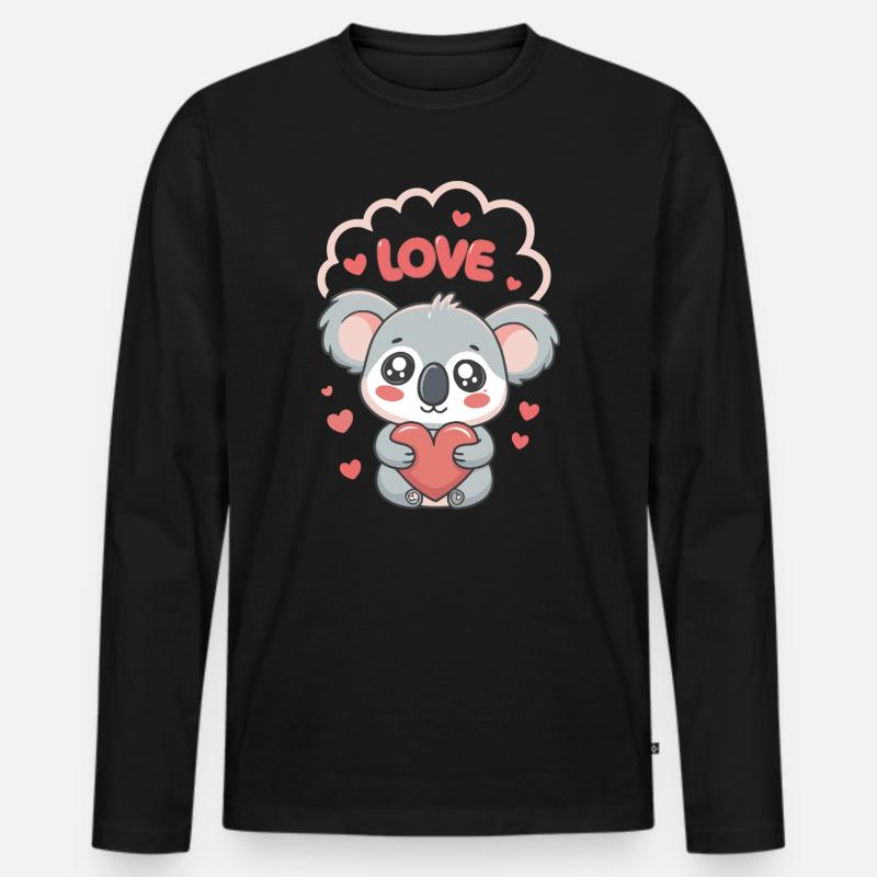 Koalaherz Liebe süß - Männer Premium Bio Langarmshirt - Schwarz