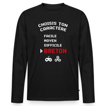 Brittany Humor Charakter wählen Breton Gaming - Männer Premium Bio Langarmshirt - Schwarz - Vorne - Nico (187cm)