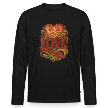 Liebe – Herz – Valentinstag – Hochzeit - Männer Premium Bio Langarmshirt - Schwarz - Vorne - Nico (187cm)