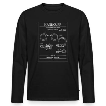 Vintage Handcuff Patent Blueprint - Men's Premium Organic Long Sleeve Shirt - black - Front - Nico (187cm)