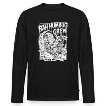 Bah Humbug Crew Merry Whatever - T-shirt manches longues Premium bio Homme - noir - Devant - Nico (187cm)