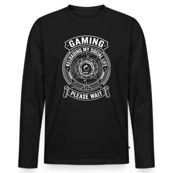 Gaming Sozialleben Wartezeit - Männer Premium Bio Langarmshirt - Schwarz - Vorne - Nico (187cm)