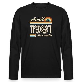 April 1981 Retro Birthday 1981 April 1981 - Men's Premium Organic Long Sleeve Shirt - black - Front - Nico (187cm)