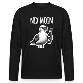 Drôle de dicton : bière mouette du nord de l’Allemagne - T-shirt manches longues Premium bio Homme - noir - Devant - Nico (187cm)