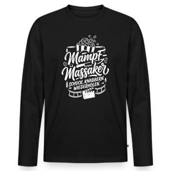 Mampf Massaker Horror Film Spruch - Männer Premium Bio Langarmshirt - Schwarz - Vorne - Nico (187cm)