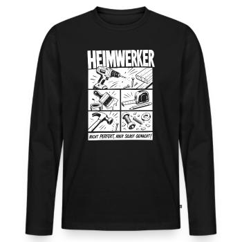 Heimwerker Nicht Perfekt Aber Selbstgemacht - Männer Premium Bio Langarmshirt - Schwarz - Vorne - Nico (187cm)