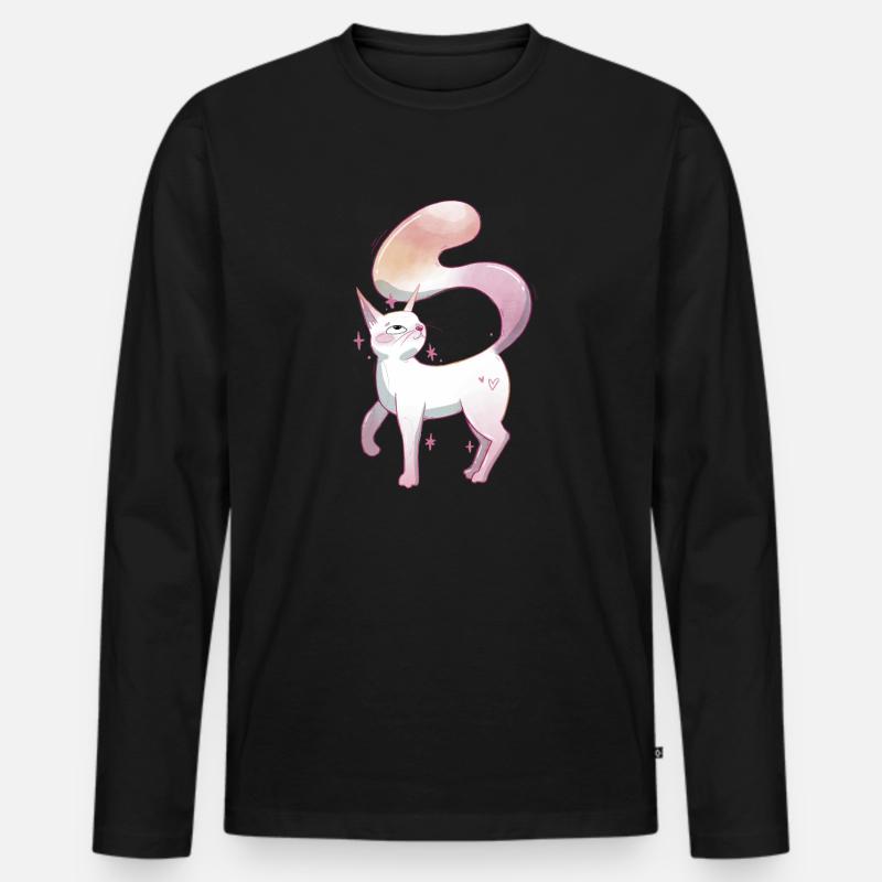 Süße Katze lesbian pride  - Männer Premium Bio Langarmshirt - Schwarz