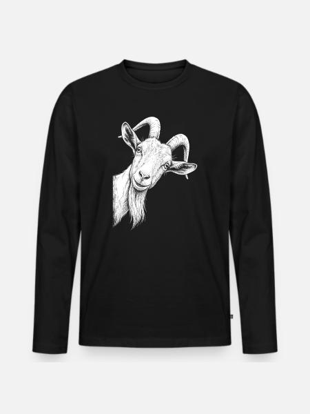 Lusitge peeking Ziege - Männer Premium Bio Langarmshirt - Schwarz