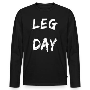 Muscu leg day - T-shirt manches longues Premium bio Homme - noir - Devant - Nico (187cm)