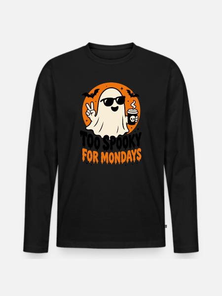 Ghost Coffee For Mondays Halloween - Men's Premium Organic Long Sleeve Shirt - black