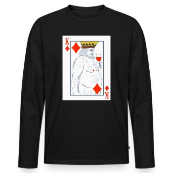 Roi de carreau – Carte à jouer drôle - T-shirt manches longues Premium bio Homme - noir - Devant - Nico (187cm)