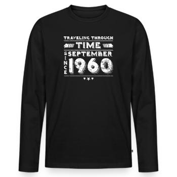 Vintage Zeitreise Geburtstags Design September 196 - Männer Premium Bio Langarmshirt - Schwarz - Vorne - Nico (187cm)