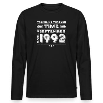 Vintage Zeitreise Geburtstags Design September 199 - Männer Premium Bio Langarmshirt - Schwarz - Vorne - Nico (187cm)