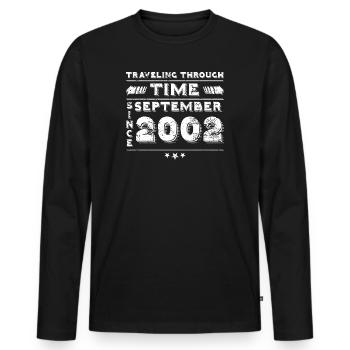 Vintage Zeitreise Geburtstags Design September 200 - Männer Premium Bio Langarmshirt - Schwarz - Vorne - Nico (187cm)